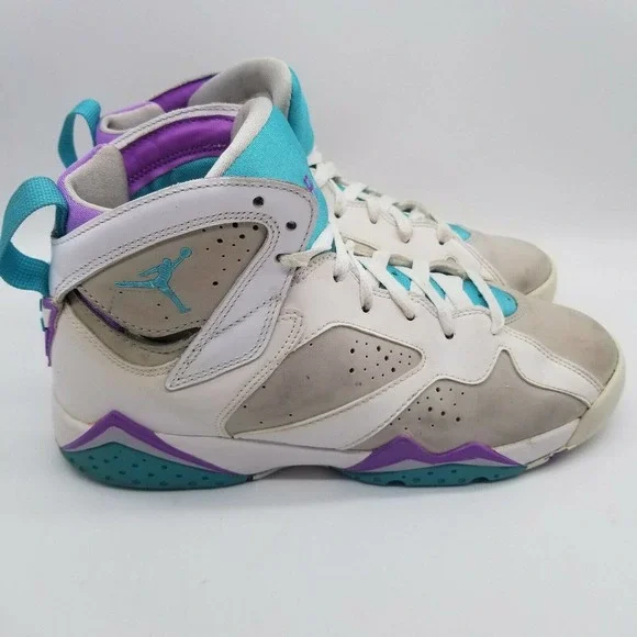 Air Jordan Retro 7 /442960-001 White Purple Teal Athletic Sneakers Size 7Y - Picture 2 of 10